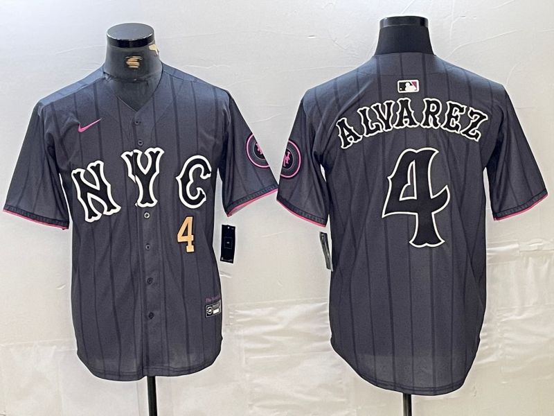 Men New York Mets #4 Alyarez Black City Edition 2024 Nike MLB Jersey style 3->new york mets->MLB Jersey